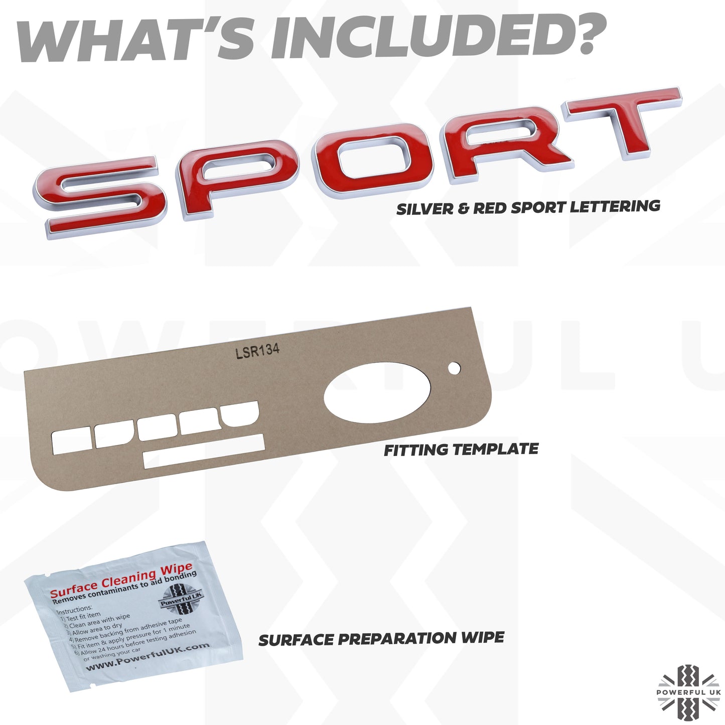 Tailgate SPORT Lettering - Silver & Red for Land Rover Discovery Sport