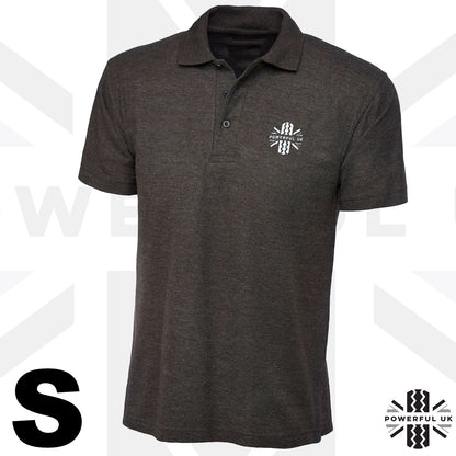 Embroidered Polo Shirt Powerful UK Ltd "Merch" - Charcoal Grey - SMALL