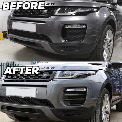 Carbon Fibre Effect Front fog Surrounds wih Grey Inserts for Range Rover Evoque SE & HSE (2016-19)