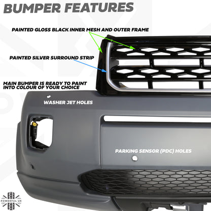 Front Bumper & Grille 2012 Facelift Style - Black grille - for Land Rover Freelander 2