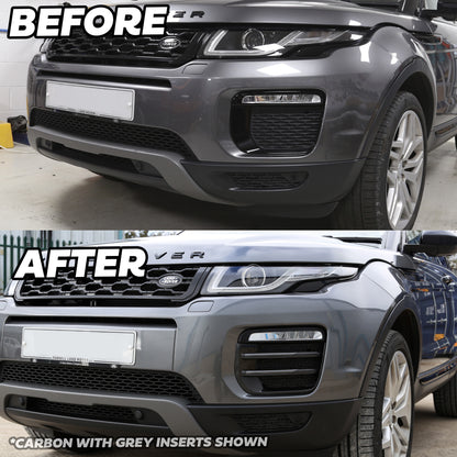 Black Front fog Surrounds wih Black Blades for Range Rover Evoque SE & HSE (2016-19)