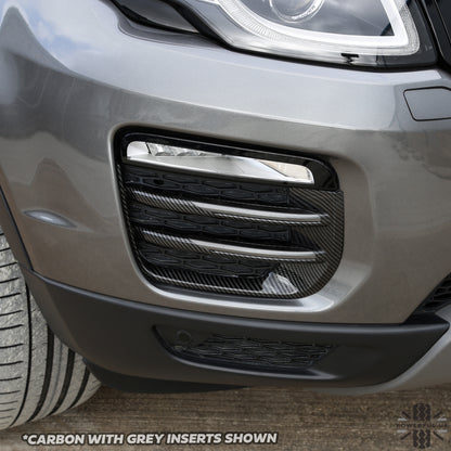 Black Front fog Surrounds wih Grey Inserts for Range Rover Evoque SE & HSE (2016-19)