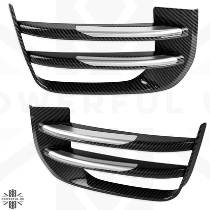 Carbon Fibre Effect Front fog Surrounds wih Silver Inserts for Range Rover Evoque SE & HSE (2016-19)