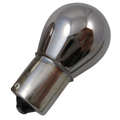 BA15s CHROMED AMBER Indicator Bulb 12v 21W (Opposite Pins)