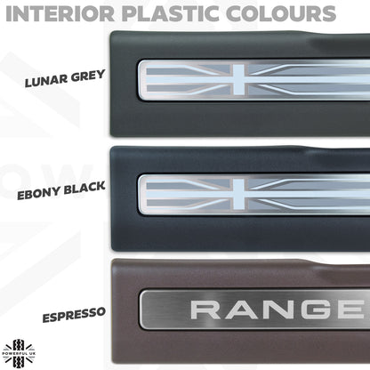 Front Door Scuff Plate Set - Ebony Black + Union Jack for Range Rover Evoque