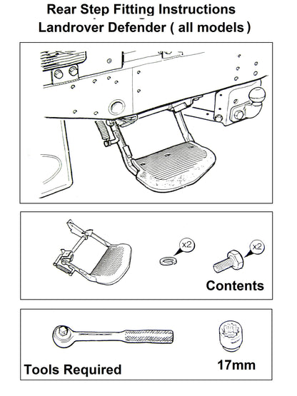 Rear Step - Folding - for Land Rover Defender