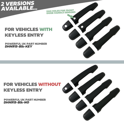 Door Handles - Satin Black (4dr) for Mitsubishi L200 2016-19 - WITH Keyless