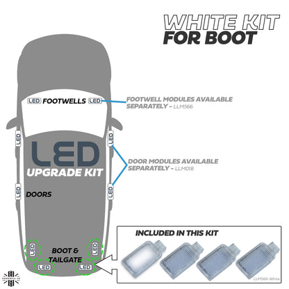 WHITE LED interior boot lamp upgrade for Land Rover Discovery 5 (4pc)