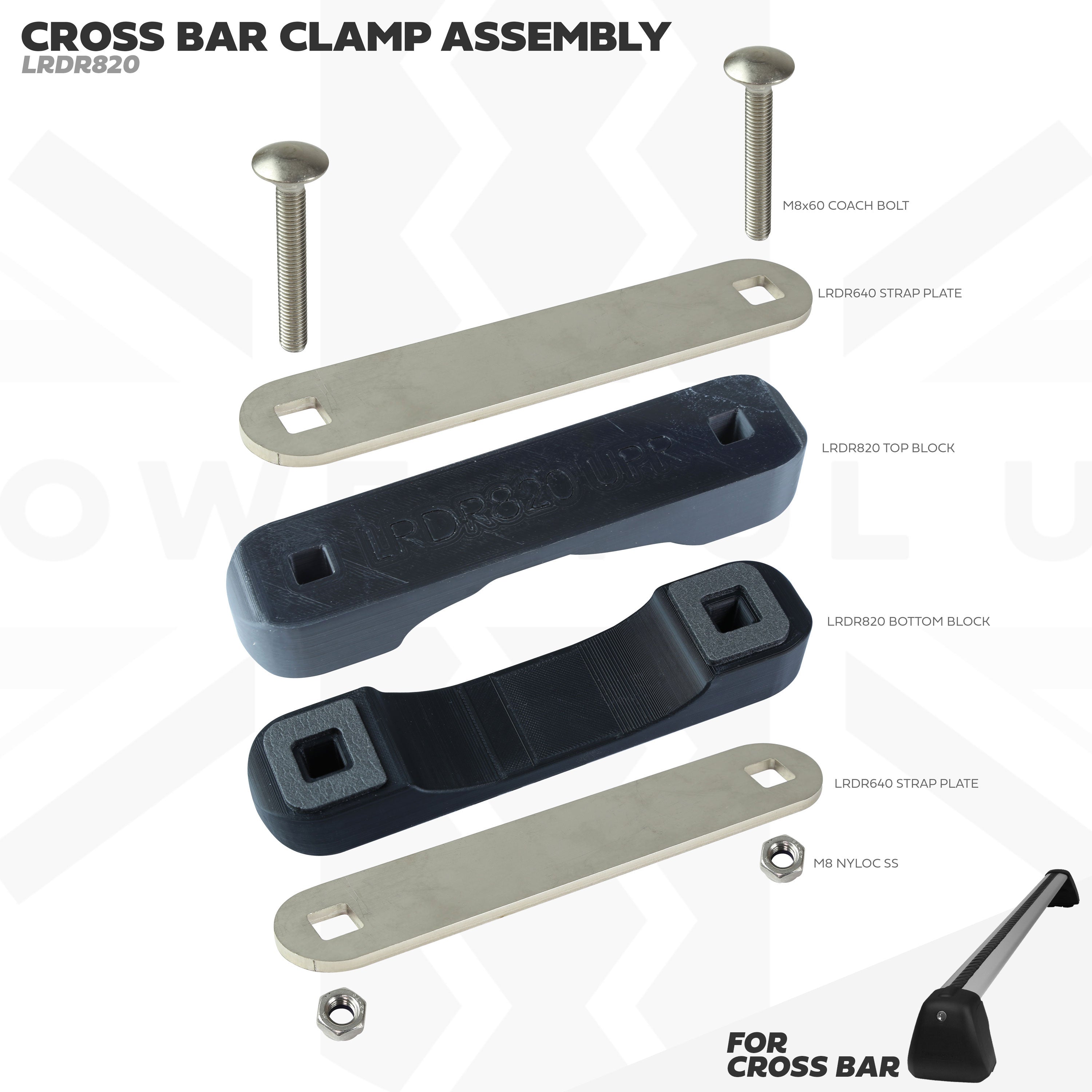 CROSS BAR Mount Clamp Kit for the Land Rover Defender L663 Kit B