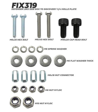 Gear Box to Molle Plate fixing kit for Land Rover Discovery 3/4