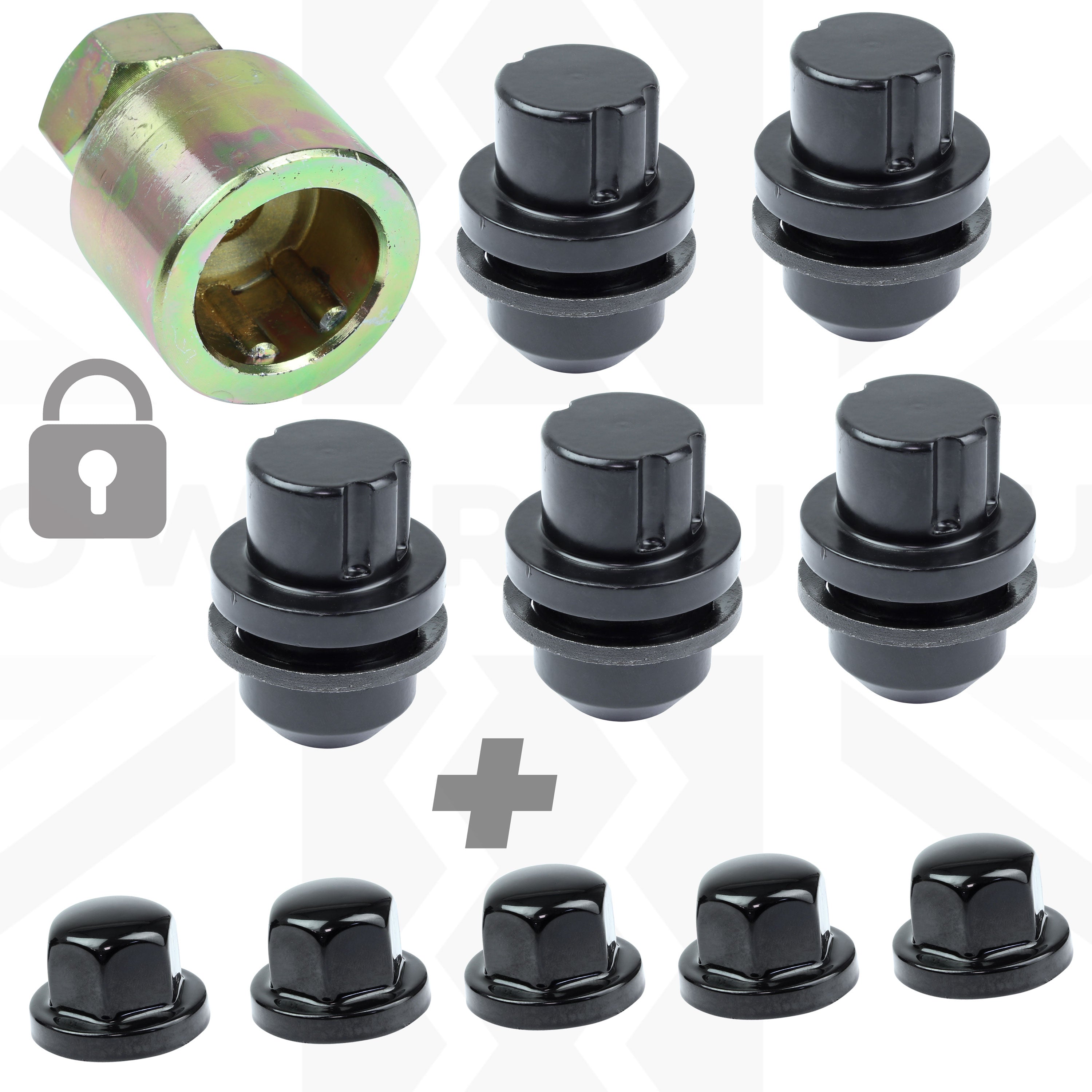 Black locking shop lug nuts