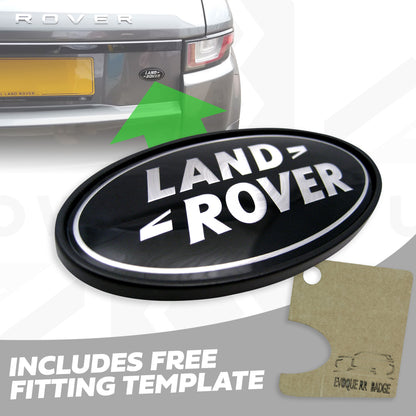 Genuine Rear Tailgate Badge - Black & Silver - plus Template for Range Rover Evoque 1