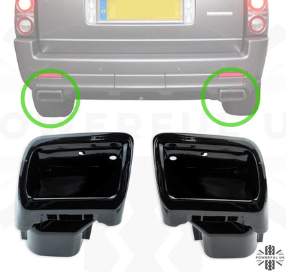 Exhaust Tailpipes Kit for Range Rover L322 "Exterior Design Pack"  Rear Bumper - Black Powder Coated