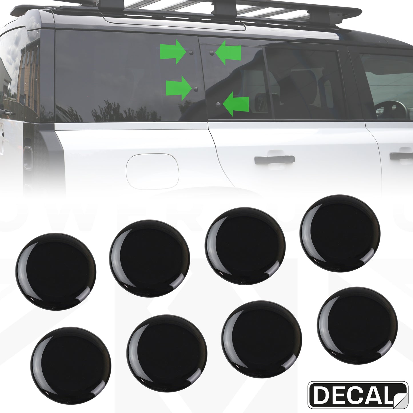 Side Panel Delete Stickers - Black x8 - for Land Rover Defender L663