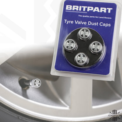 "Union Jack" Dust Valve Caps (4pc) Aftermarket for Land Rover