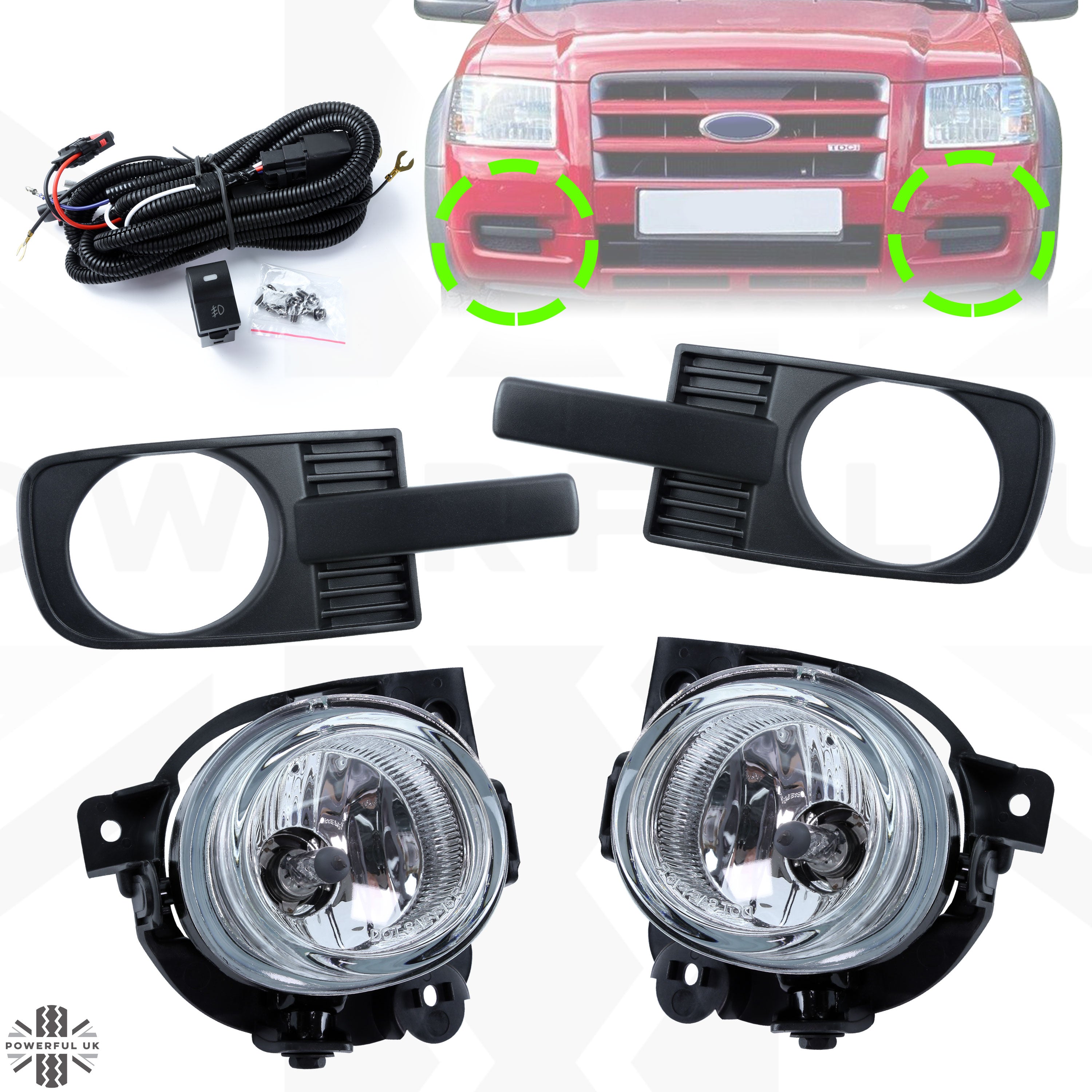 Fog Light Kit for Ford Ranger (Standard Models) 2006-09 – Powerful UK