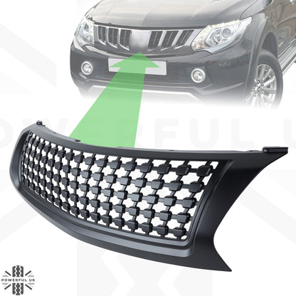 Mesh Front Grille - Matt Black - for Mitsubishi L200 2016-2018