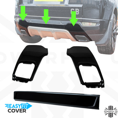 Rear Bumper Trim Kit 3pc for Range Rover Evoque L538 Dynamic - Black