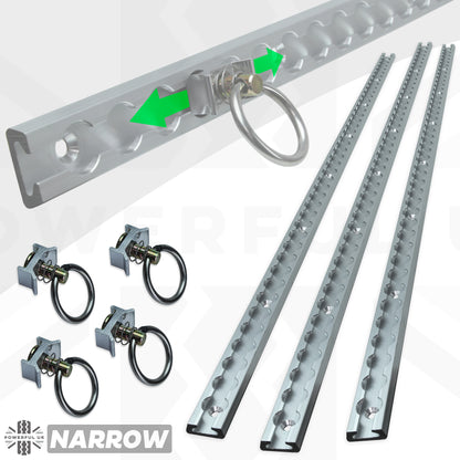 3x Cargo Track/Rails + 4x Tie-down loops - Narrow Type