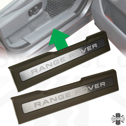 Front Door Scuff Plate Set - Espresso + Brushed Metal for Range Rover Evoque