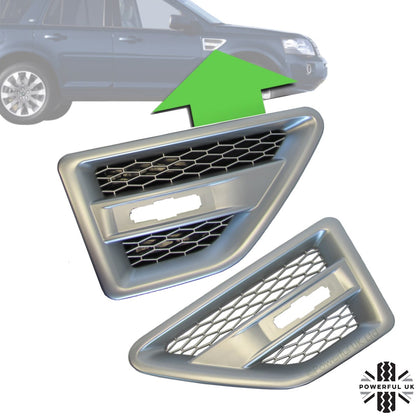 Side Vents - Silver - for Land Rover Freelander 2 - PAIR