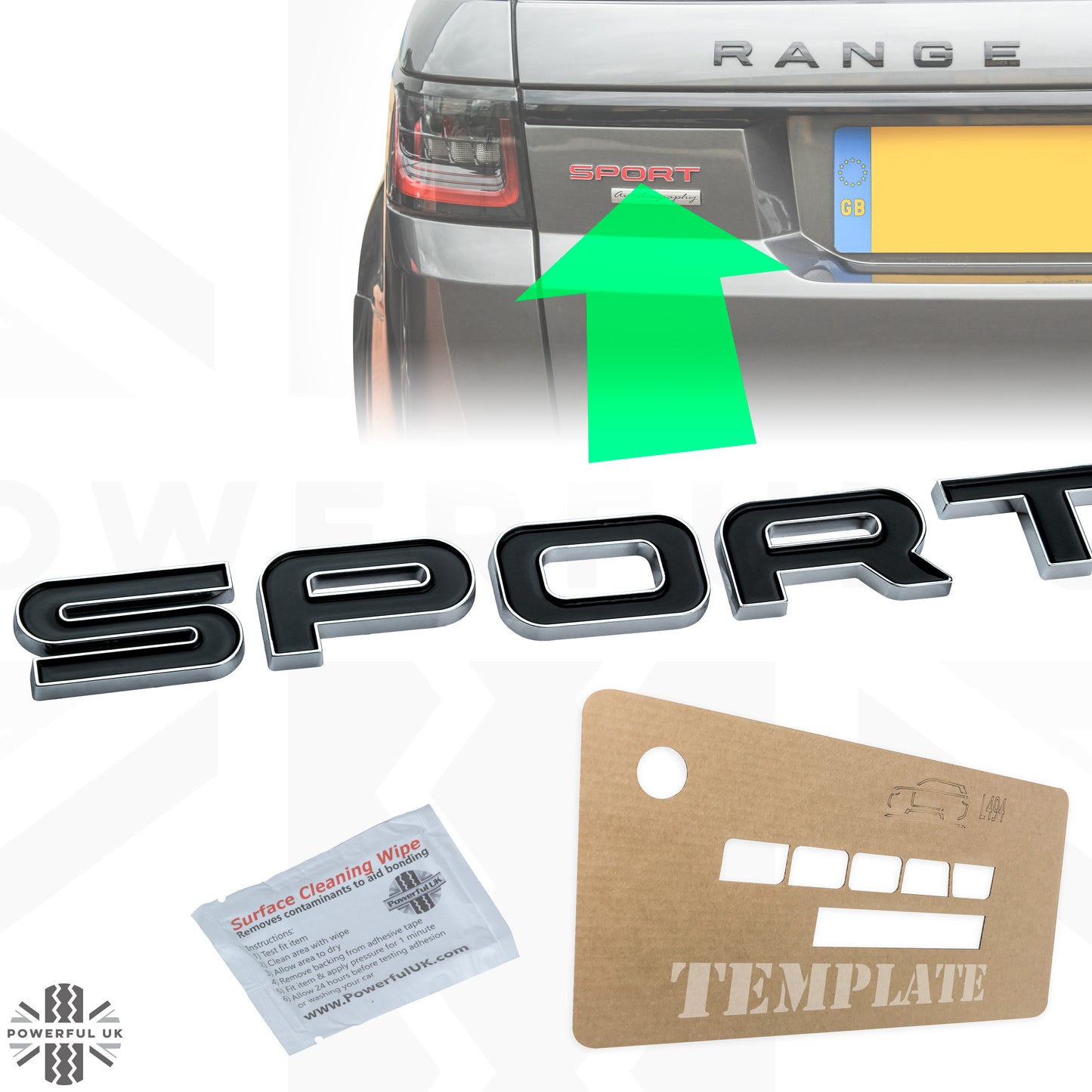 SPORT Lettering - Chrome & Black for Range Rover Sport L494 Tailgate