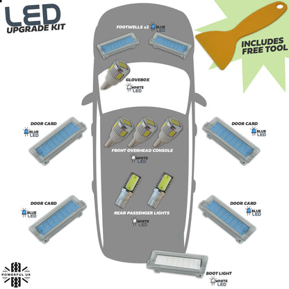 LED Interior Light Kit in White & Blue for Range Rover Sport (14pc) 2005-2013