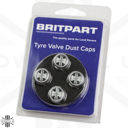 "Union Jack" Dust Valve Caps (4pc) Aftermarket for Land Rover