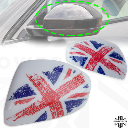 Genuine Replacement Mirror Caps for Range Rover Evoque 2014+ - White with Union Jack design