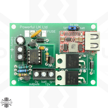 Dashcam Wiring Board - Converts 12v Battery to Igntion Feed + USB-A