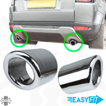 Round Exhaust Tips - PAIR for Range Rover Evoque L538  - Stainless