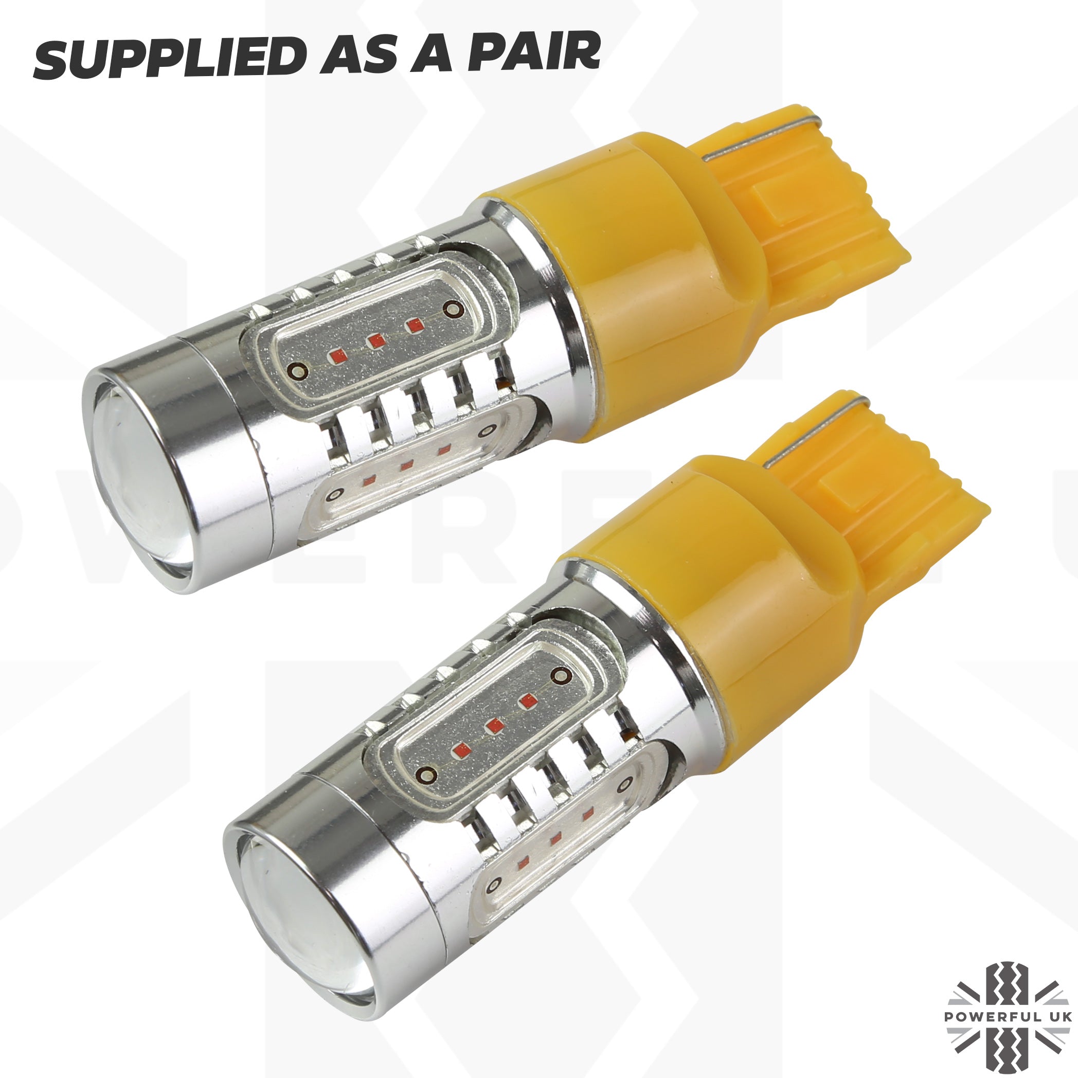 Amber LED Bulb T20 Single Function Indicator PAIR Powerful UK