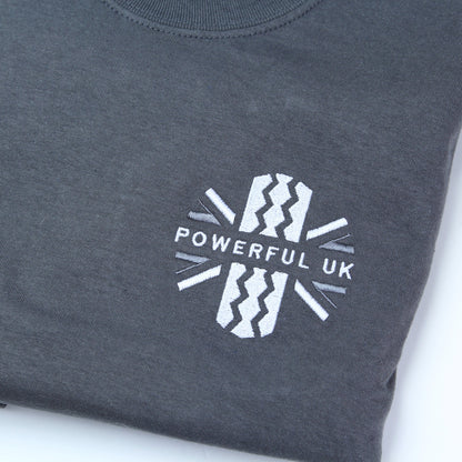 Embroidered T-Shirt Powerful UK Ltd "Merch" - Charcoal Grey - MEDIUM