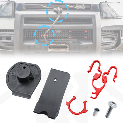 Winch Access Panel & Hook Holder Bundle for Land Rover Defender L663 - with Red clips