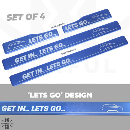 Door Scuff Plate Insert Set - Blue + 'Lets Go' for Range Rover Evoque