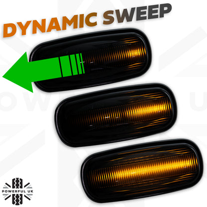 Side Repeaters (Pair) - LED - Smoked - Dynamic Sweep for Land Rover Freelander 1