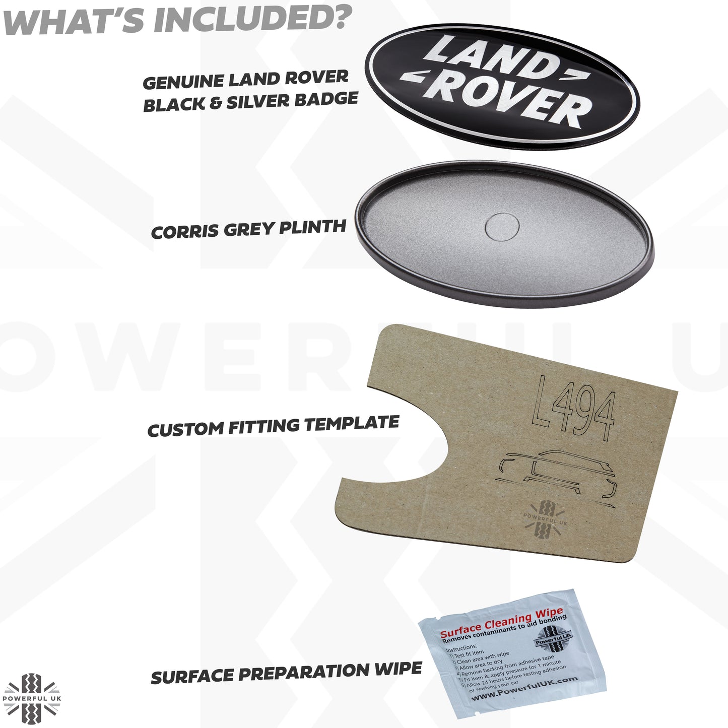 Black & Silver Badge on Corris Grey Plinth for Range Rover Sport L494