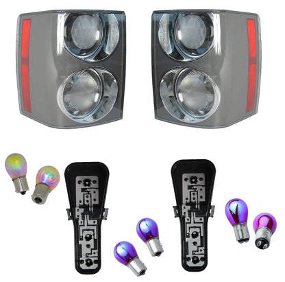 Rear Lights Clear/Clear "Supercharged Type" for Range Rover L322 2002-09 - PAIR - Kit with Bulbs & Bulb Holders