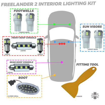 LED Interior Light kit in White for Land Rover Freelander 2 (Map Light Version)