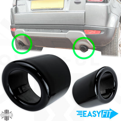 Round Exhaust Tips - PAIR for Range Rover Evoque L538  - Gloss Black