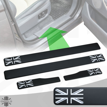 Door Scuff Plate Insert Set - Black + Union Jack for Range Rover Evoque