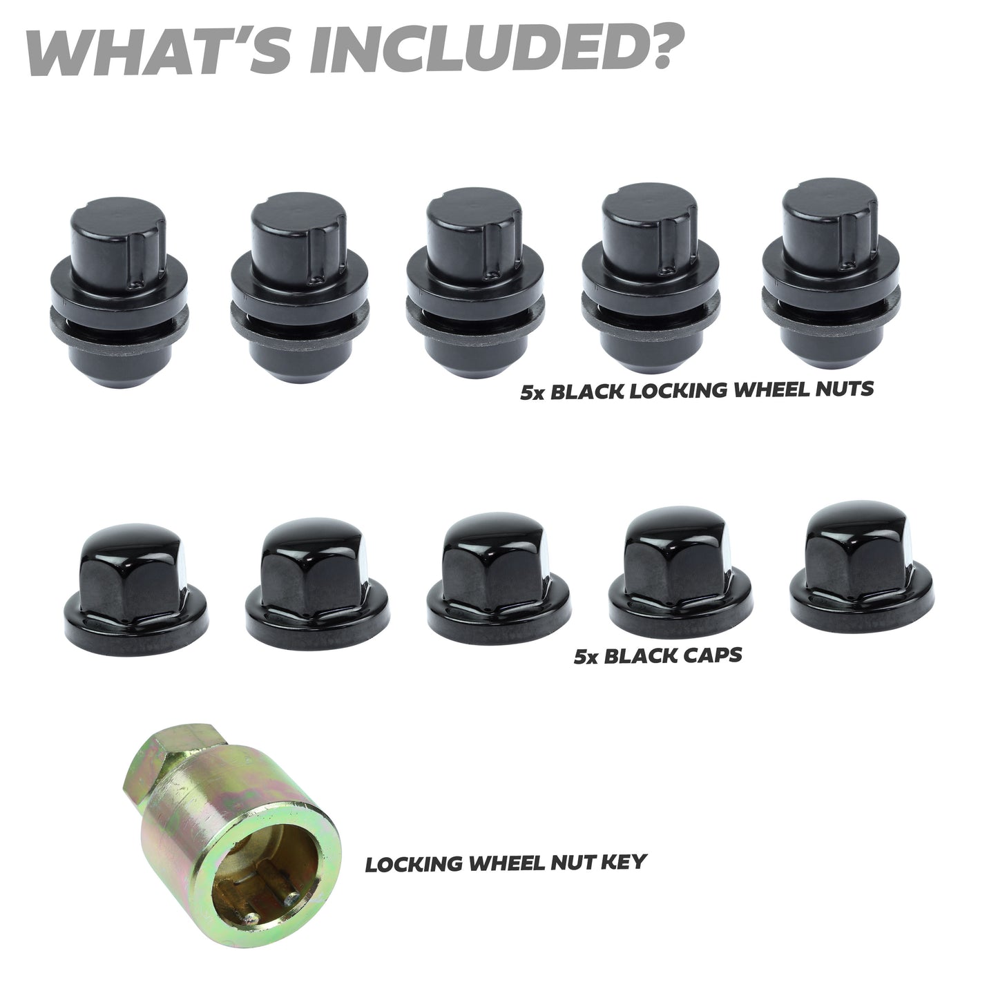 Locking Wheel Nut Kit for Land Rover Classic Defender Alloy Wheels - Black