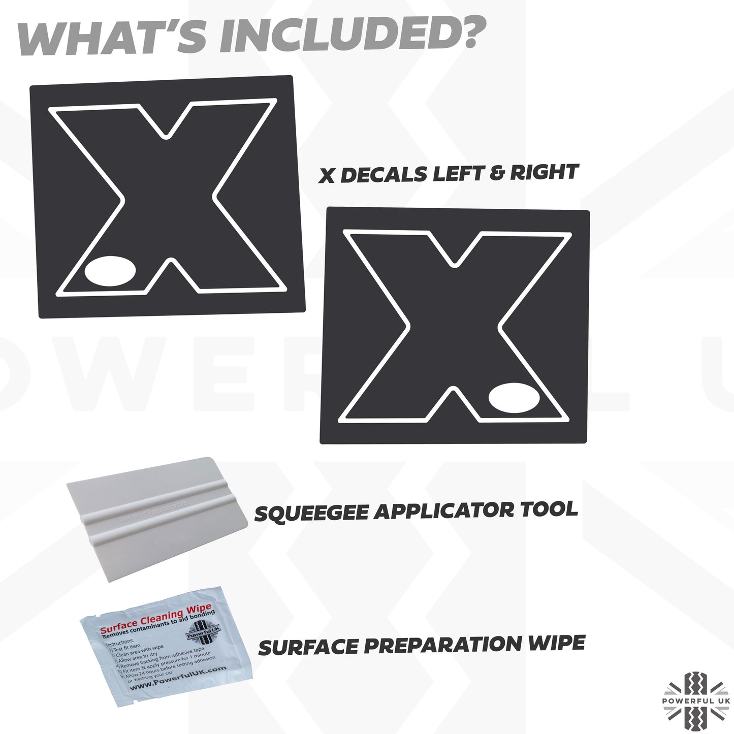 Side Panel Decal Kit - 'X' - Matte Black for Land Rover Defender L663(90)