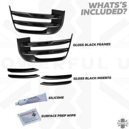 Black Front fog Surrounds wih Black Blades for Range Rover Evoque SE & HSE (2016-19)