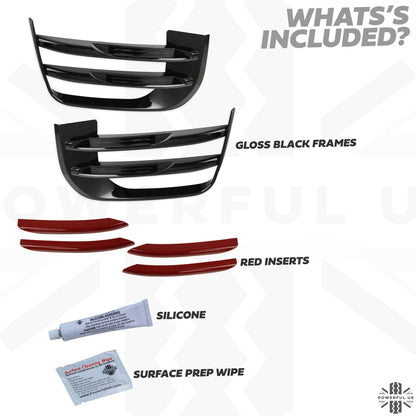 Black Front fog Surrounds wih Red Inserts for Range Rover Evoque SE & HSE (2016-19)