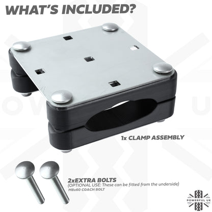 Roof Cross Bar Mount Clamp Kit for VW Transporter T5 & T6 Van - Kit A - Stainless Steel Top