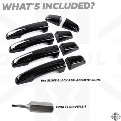 'Autobiography Style' Door Handles Skins in Black for Land Rover Discovery Sport