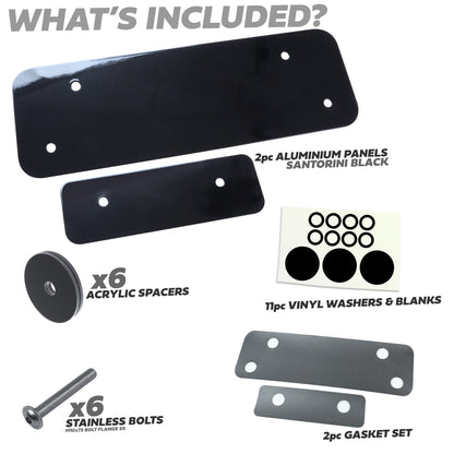 Spare Wheel Delete Kit for Land Rover Defender L663 (Aluminium Panel/Exposed Bolts) - Santorini Black