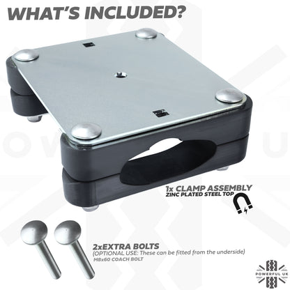 Roof Cross Bar Antenna Mount Kit for the Land Rover Discovery 3&4 - Kit A - Zinc Plated Steel Top